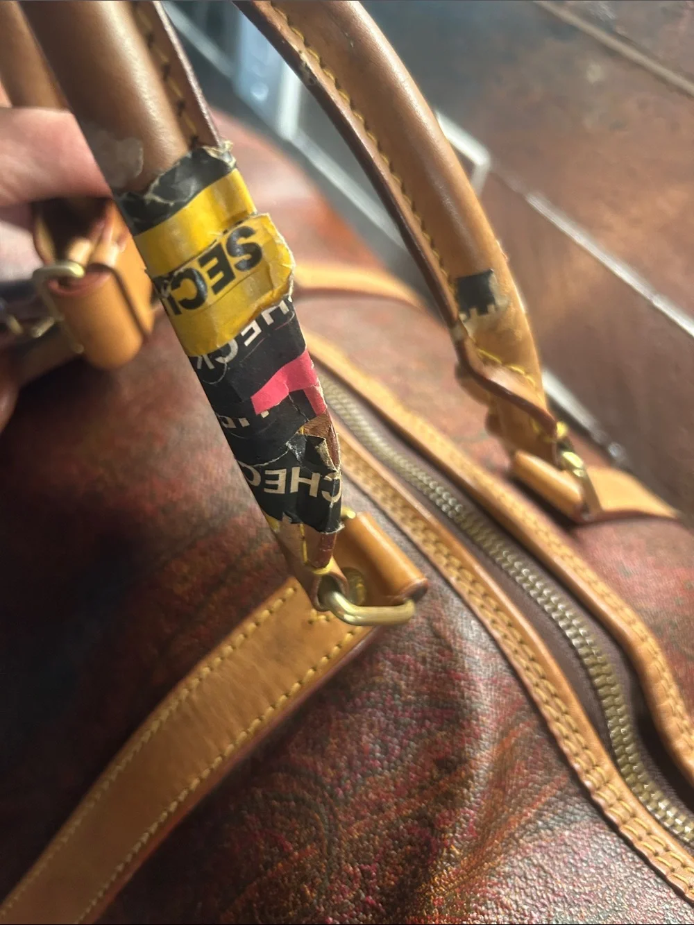 Etro 2 Way Leather Weekender Travel Bag in paisley print incl. all shown